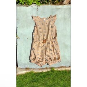 Petit Lem Cream Beach Print Romper